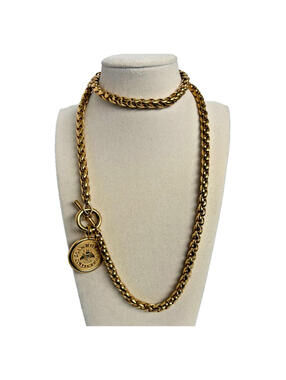 Vintage Joan Rivers Bee Necklace Gold Plated Toggle Clasp Chunky Heavy 90s Glam